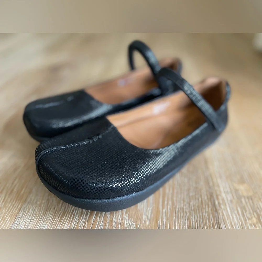 KALSO Earth SOLAR Mary Jane Black Leather Shimmer Size 9 Negative Heel - Picture 7 of 9